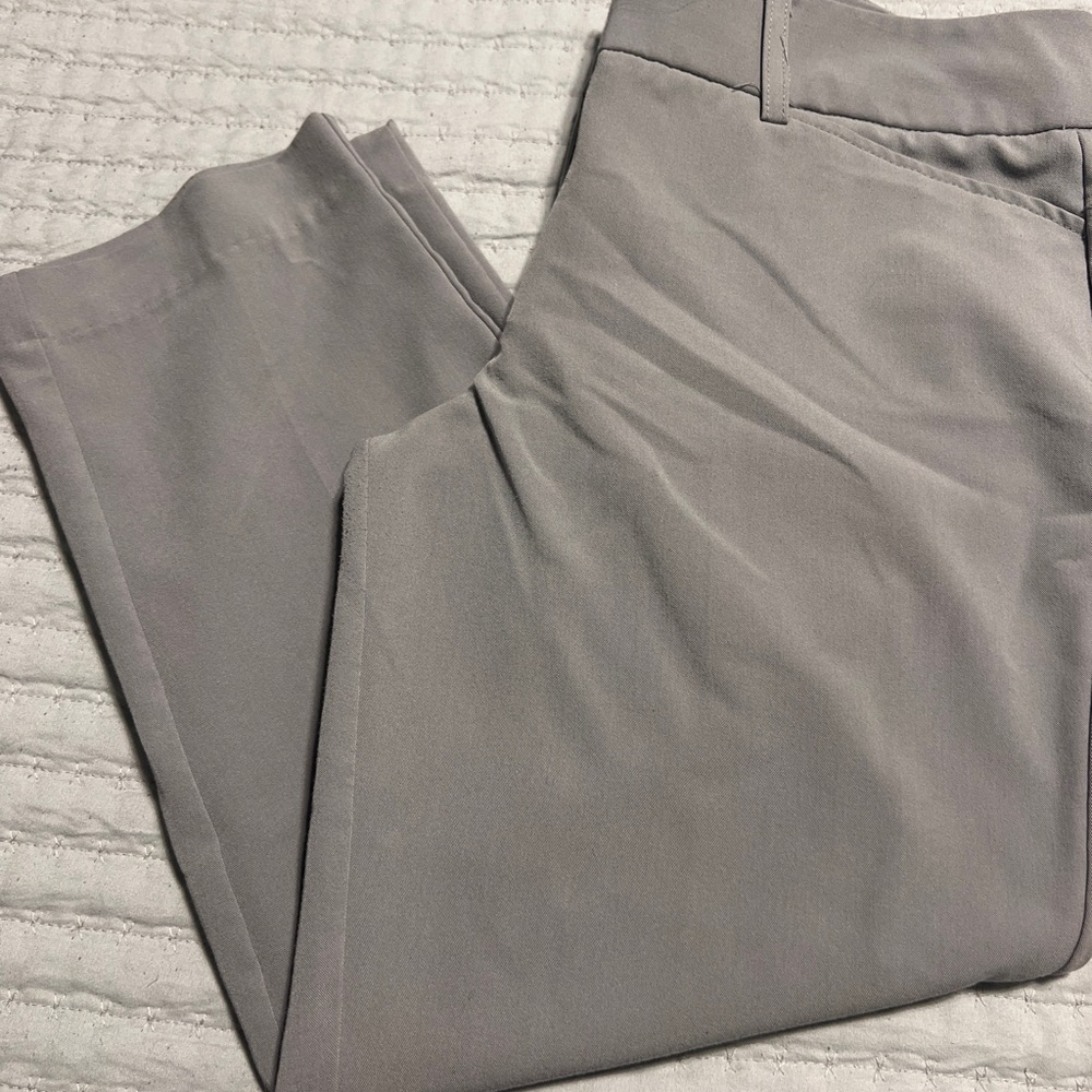 Express Gray Cropped Pants with Pleated Waistband